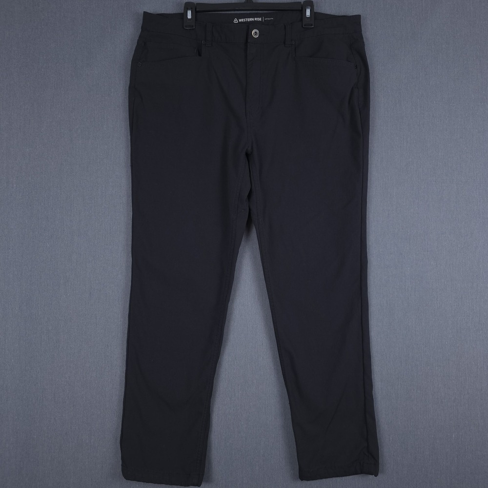 Western Rise AT Slim Pants Mens 40 (Fits 39x30) Black Nylon Blend‎ Stretch Chino